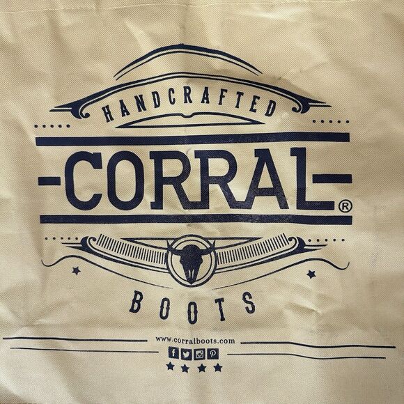 Corral Boots Tote Bag With Handle Canvas Yellow And Brown Western Country Shop - Picture 3 of 7